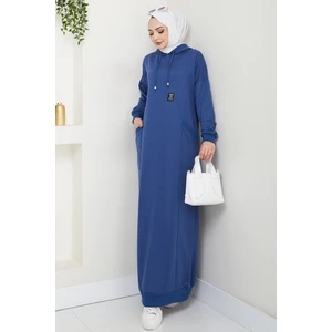 Anger Kapüşonlu Elbise 1421 - Indigo