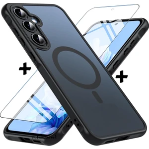 M.tk moveteck Samsung Galaxy A36 Kılıf Mat Magsafe Şarj Özellikli Hassas Butonlu Yumuşak Renkli Kenarlı + Ekran Koruyucu Cam Set 2in1