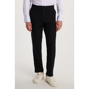 Erkek Slim Fit Dar Kesim Esnek Yan Cepli Bilek Boy Canvas Kesim Siyah Pantolon