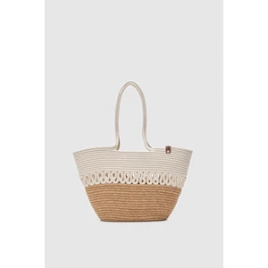Miami Handmade Hasır Omuz Çantası Krem