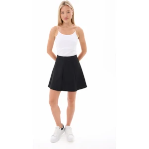 Kadın Siyah Parçalı Çelik Interlok Mini Etek