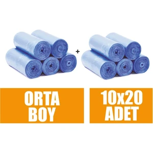 Ege Ayaz Ambalaj Çöp Torbası Orta Boy Mavi 55x60 cm Çöp Poşeti 20 Li x 10 Rulo