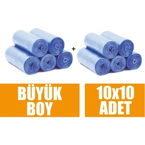 Ege Ayaz Ambalaj Çöp Torbası Büyük Boy Mavi 65x80 Çöp Poşeti 10 Lu x 10 Rulo
