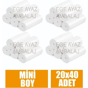 Ege Ayaz Ambalaj Çöp Torbası Mini Boy Küçük 40'lı 20 Rulo 40x50 cm Çöp Poşeti