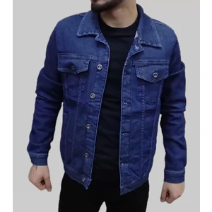 Erkek Çift Cepli Mavi Kot Ceket