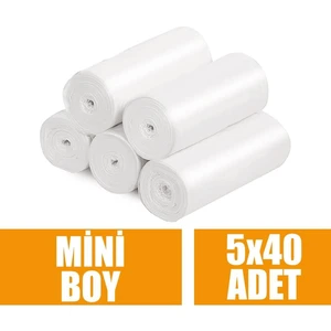 Ege Ayaz Ambalaj Çöp Torbası Mini Boy Küçük 40'lı 5 Rulo 40x50 cm Çöp Poşeti