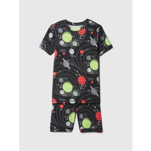 Erkek Çocuk Siyah Organik Pamuk Desenli Pijama Takımı