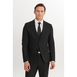 Altınyıldız Classics Slim Fit Dar Kesim Kırlangıç Yaka Kapak Cepli Yelekli Takım Elbise