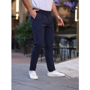 Erkek Old Money Kendinden Kemerli Kumaş Pantolon