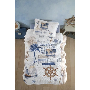 Ranforce  Pamuk Tek Kişilik Yatak Örtüsü Seti Hawaii V1 Mavi