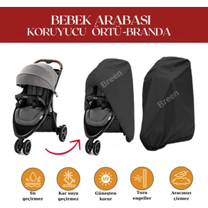 Bebek Arabası Branda- Siyah Koruyucu Örtü, Su Geçirmez, Tozdan Korur