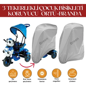 Çocuk Bisiklet Gri Branda, 3 Tekerli Bisiklet Örtüsü, Su Geçirmez, Güneşten Korur