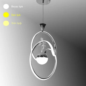 TT334-TPL-KR Tt Aydınlatma Badem Modeli Krom Kaplama Tek Toplu 3 Renk Modüllü Ledli Avize