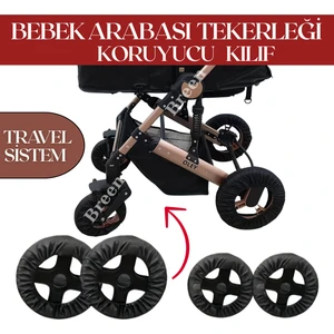 Siyah Travel Bebek Arabası Tekerleği Koruyucu Kılıf, Yer Kaplamaz, Su Geçirmez, Toz Geçirmez