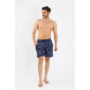 Moda Serdem Erkek Desenli Fermuar Cepli Deniz Şortu Lacivert 27526