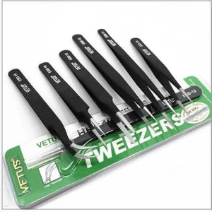 Vetus 6 Parça Hassas Elektronik Cımbız Seti Antistatik Çelik Tweezer Set