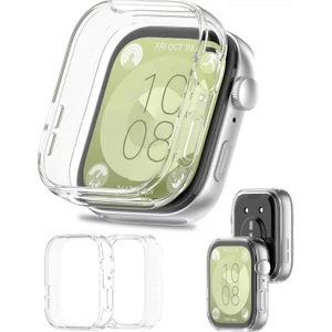 Nezih Case  Huawei Watch Fit 3 Uyumlu Yumuşak Silikon 360 Tam Koruma Kasa ve Ekran Koruyucu