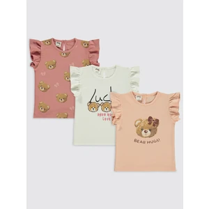 Civil Baby Kız Bebek 3'lü Tişört Set 6-18 Ay Somon