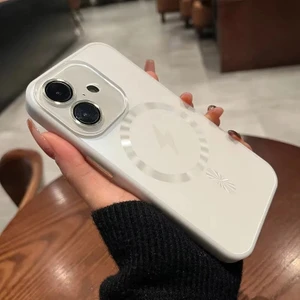 Apple iPhone 16 Uyumlu Kılıf Zebana Matte Glass Kılıf (Kablosuz Şarj Destekli) Beyaz