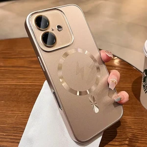 Apple iPhone 16 Uyumlu Kılıf Zebana Matte Glass Kılıf (Kablosuz Şarj Destekli) Desert Titanyum