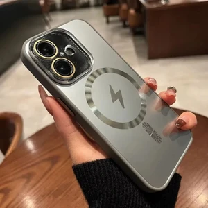 Apple iPhone 16 Plus Uyumlu Kılıf Zebana Matte Glass Kılıf (Kablosuz Şarj Destekli) Gri