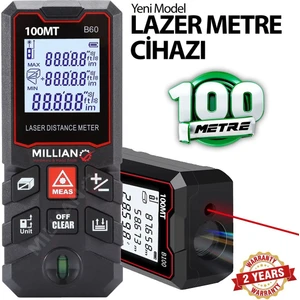 Yüksek Hassasiyet 100 Metre Lazer Metre Ölçer LCD Dijital Ekran Su Terazili Lazermetre Lazerli