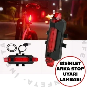 Bisiklet Arka Stop Uyarı Lambası/Usb Şarjlı 4 Modlu Fonksiyonel Uyarı Ikaz Işığı Çakar Lambası