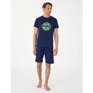 Pierre Cardin Erkek Mavi Kısakol Şortlu Pijama Takımı 50314388-320