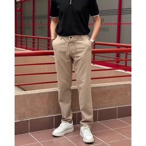 Erkek, Bel lastikli, Regular-fit, Keten dokuma, Pamuklu Old Money Culture pantolon 300