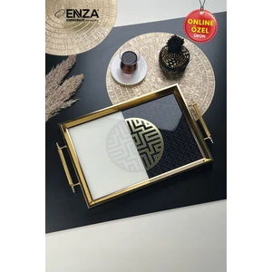 Mint Gold Tepsi Cam Baskılı 48X29 cm