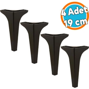 Lüks Mobilya Kanepe Sehpa Tv Ünitesi Koltuk Ayağı 19 cm Siyah Baza Ayak 4 Adet