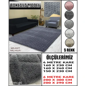 Baklava Model Kumaştan Welsoft Lastikli Halı Örtüsü
