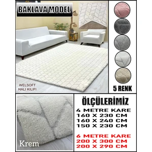 Baklava Model Kumaştan Welsoft Lastikli Halı Örtüsü