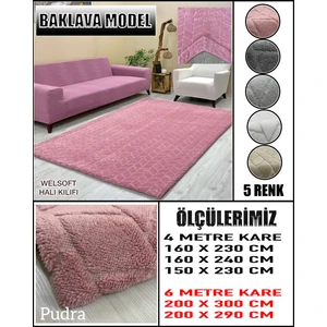 Baklava Model Kumaştan Welsoft Lastikli Halı Örtüsü