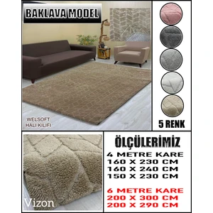 Baklava Model Kumaştan Welsoft Lastikli Halı Örtüsü