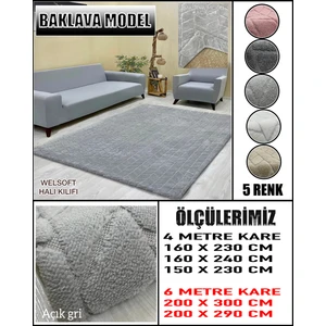 Baklava Model Kumaştan Welsoft Lastikli Halı Örtüsü
