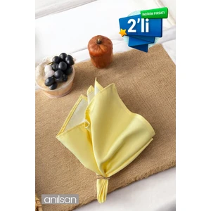 2’li  Pamuk Kumaş Peçete Açık Sarı 50 x 50  cm  Mutfak Bezi Sofra Sunum Servis Peçetesi