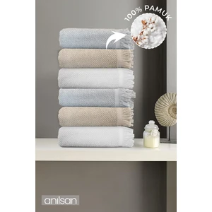 6'lı Jelena El Havlusu - 50x90 Cm, 225 Gr, %100 Pamuk, Spa Ve Otel Havlusu, Günlük Kullanıma Uygun