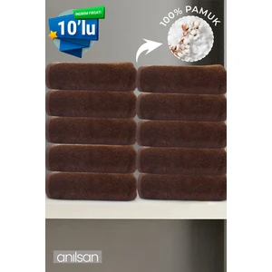 10'lu Kahverengi El Havlusu - 50 x 90  cm , 225 Gr,  Pamuk, Spa ve Otel Havlusu, Günlük Kullanıma Uygun