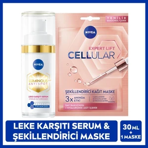 NIVEA Luminous630 Thiamidol Etkili Leke Karşıtı Serum 30ml ve Cellular Expert Lift Şekillendirici Maske