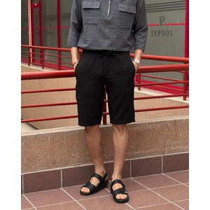 Erkek, beli lastikli, Regular fit, gofreli dokuma kumaş, keten karışımlı, Şort-Bermuda 297