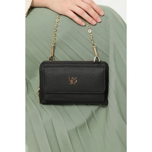 Siyah Çok İşlevli Telefon Bölmeli Cüzdan