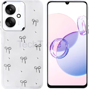 Xiaomi Poco C65 Kılıf Kabartmalı Desenli Simli Şeffaf A+ Kalite Kapak
