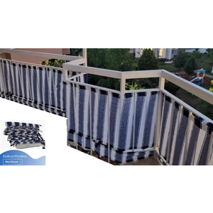Balkon Demiri için Bağcıklı veya Kuşgözü Kapsül Halkalı Mavi - Beyaz Korkuluk Brandası