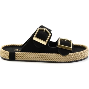 Kadın Terlik Düz Topuklu Siyah Süet Tasarım