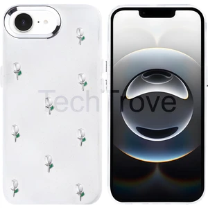 Apple iPhone 16E Kılıf Kabartmalı Desenli Simli Şeffaf A+ Kalite Kapak
