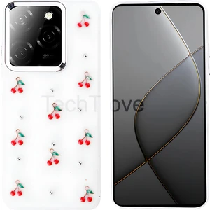 Infinix Hot 40 Kılıf Kabartmalı Desenli Simli Şeffaf A+ Kalite Kapak