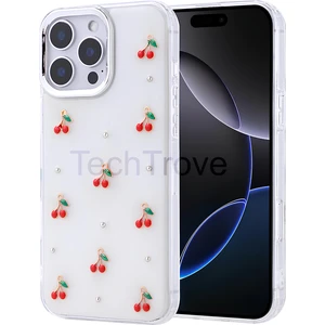 Apple iPhone 16 Pro Max Kılıf Kabartmalı Desenli Simli Şeffaf A+ Kalite Kapak
