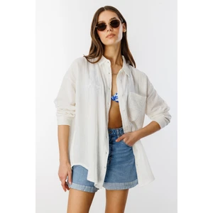 Oversize Basic Müslin Kadın Gömlek Kadın-Müslin-Gömlek