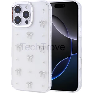 Apple iPhone 16 Pro Max Kılıf Kabartmalı Desenli Simli Şeffaf A+ Kalite Kapak